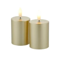 Sirius Sille Mini Battery Operated LED Wax Flicker Candle - Gold - Set Of 2