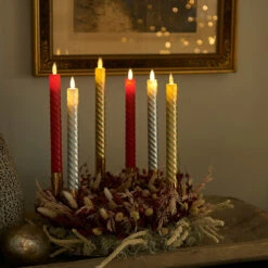 Sirius Sara Wave Battery Operated LED Wax Taper Candle - Gold - Set Of 2 -Home Lighting Store 48737 13