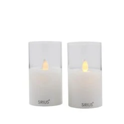 Sirius Ivy Mini Glass Battery Operated LED Candle - Clear - Set Of 2