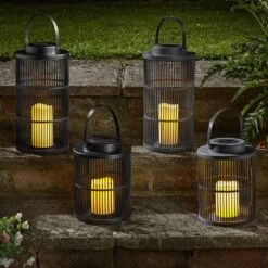 Urbane Large Solar LED Outdoor Lantern - Black -Home Lighting Store 49548 13