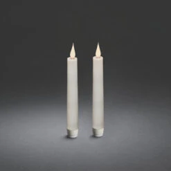 Konstsmide Battery Operated LED Wax Dining Candles With Remote Control - Set Of 2