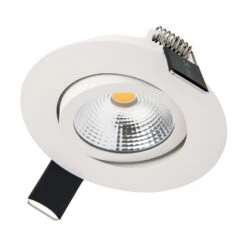 Integral Ultra Slim 6.5W Warm White Dimmable LED Tiltable Downlight - White