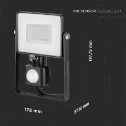 V-Tac 30W Warm White Samsung Chip LED Floodlight With PIR Sensor - Black -Home Lighting Store 62547 Dia