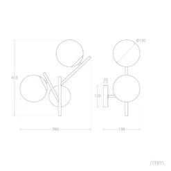 Edit Balts 2 Arm Wall Light - Black -Home Lighting Store E1312 009