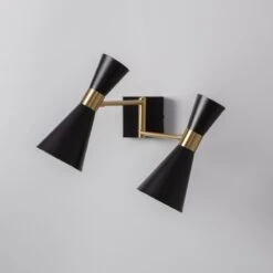 Edit Jigger 2 Arm Wall Light - Black & Gold -Home Lighting Store E1385 02