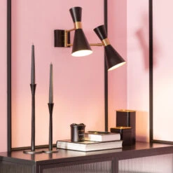 Edit Jigger 2 Arm Wall Light - Black & Gold -Home Lighting Store E1385 58