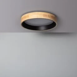 Edit Dari Round 20W Colour LED Flush Ceiling Light - Wood & Black 8 Edit Dari Round 20W Colour LED Flush Ceiling Light - Wood & Black -Home Lighting Store E1451 04