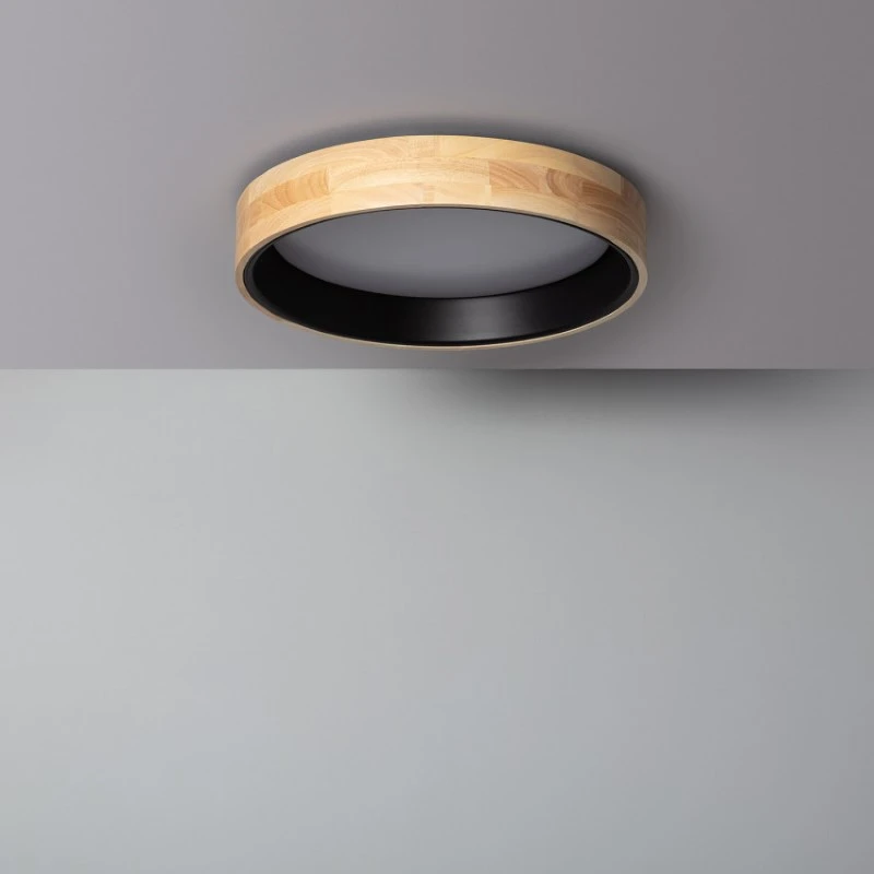 Edit Dari Round 20W Colour LED Flush Ceiling Light - Wood & Black 4 Edit Dari Round 20W Colour LED Flush Ceiling Light - Wood & Black - Image 4