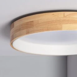 Edit Dari Round 30W Colour LED Flush Ceiling Light - Wood & White -Home Lighting Store E1456 02