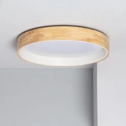 Edit Dari Round 30W Colour LED Flush Ceiling Light - Wood & White -Home Lighting Store E1456 05