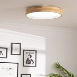 Edit Dari Round 30W Colour LED Flush Ceiling Light - Wood & White -Home Lighting Store E1456 58