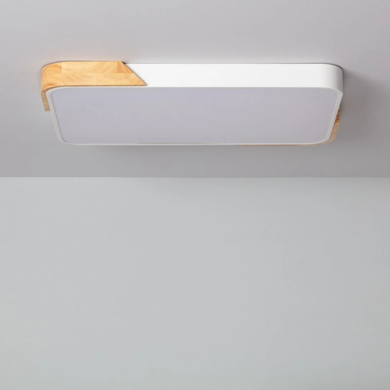 Edit Dari Rectangular 30W White Selectable LED Flush Ceiling Light - White & Wood 1 Edit Dari Rectangular 30W White Selectable LED Flush Ceiling Light - White & Wood
