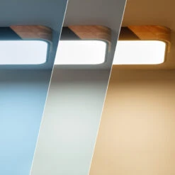 Edit Dari Square 18W White Selectable LED Flush Ceiling Light - Black & Wood -Home Lighting Store E1465 53