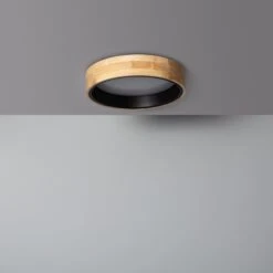 Edit Dari Round 15W White Selectable LED Flush Ceiling Light - Black & Wood