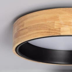 Edit Dari Round 15W White Selectable LED Flush Ceiling Light - Black & Wood -Home Lighting Store E1504 55