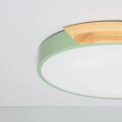Edit Dari Round 24W White Selectable LED Flush Ceiling Light - Green & Wood -Home Lighting Store E1519 57