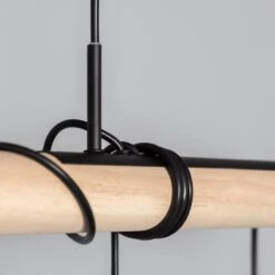 Edit Monah 4 Light Bar Ceiling Pendant - Black & Wood -Home Lighting Store E2042 02