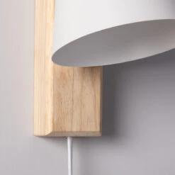 Edit Mysen Wall Light With Plug - White & Wood -Home Lighting Store E2055 56