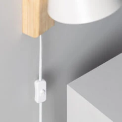 Edit Mysen Wall Light With Plug - White & Wood -Home Lighting Store E2055 57