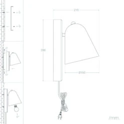 Edit Mysen Wall Light With Plug - White & Wood -Home Lighting Store E2055 59