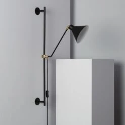 Edit Oga Adjustable Wall Light With Plug - Black