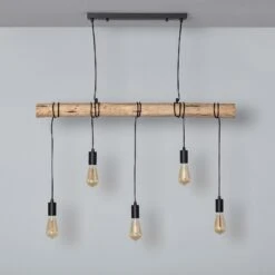 Edit Yagis Wood 5 Light Bar Ceiling Pendant - Black