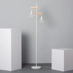 Edit Monah 2 Light Floor Lamp - White And Wood