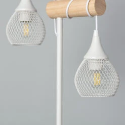 Edit Monah 2 Light Floor Lamp - White And Wood -Home Lighting Store E2712 006