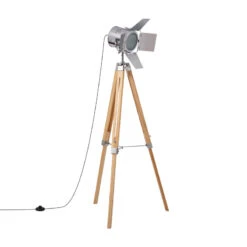 Edit Bioskop Tripod Floor Lamp - Wood -Home Lighting Store E2715 03