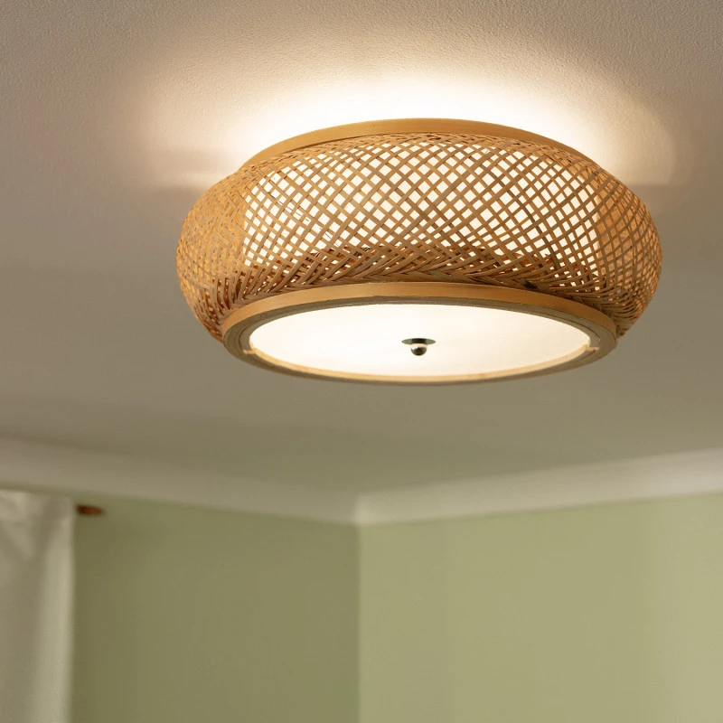Edit Sorolla Flush Bamboo Ceiling Light - Natural 4 Edit Sorolla Flush Bamboo Ceiling Light - Natural - Image 4