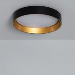 Edit Broadway Round Flush Ceiling Light - Black & Gold