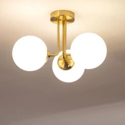 Edit Amatler Flush Ceiling Light - Gold -Home Lighting Store E3238 04